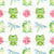 Friendly Frogs Pink Flowers and Dragonflies Image