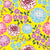 Dahlia Garden floral pattern on Cadmium Yellow Background Image