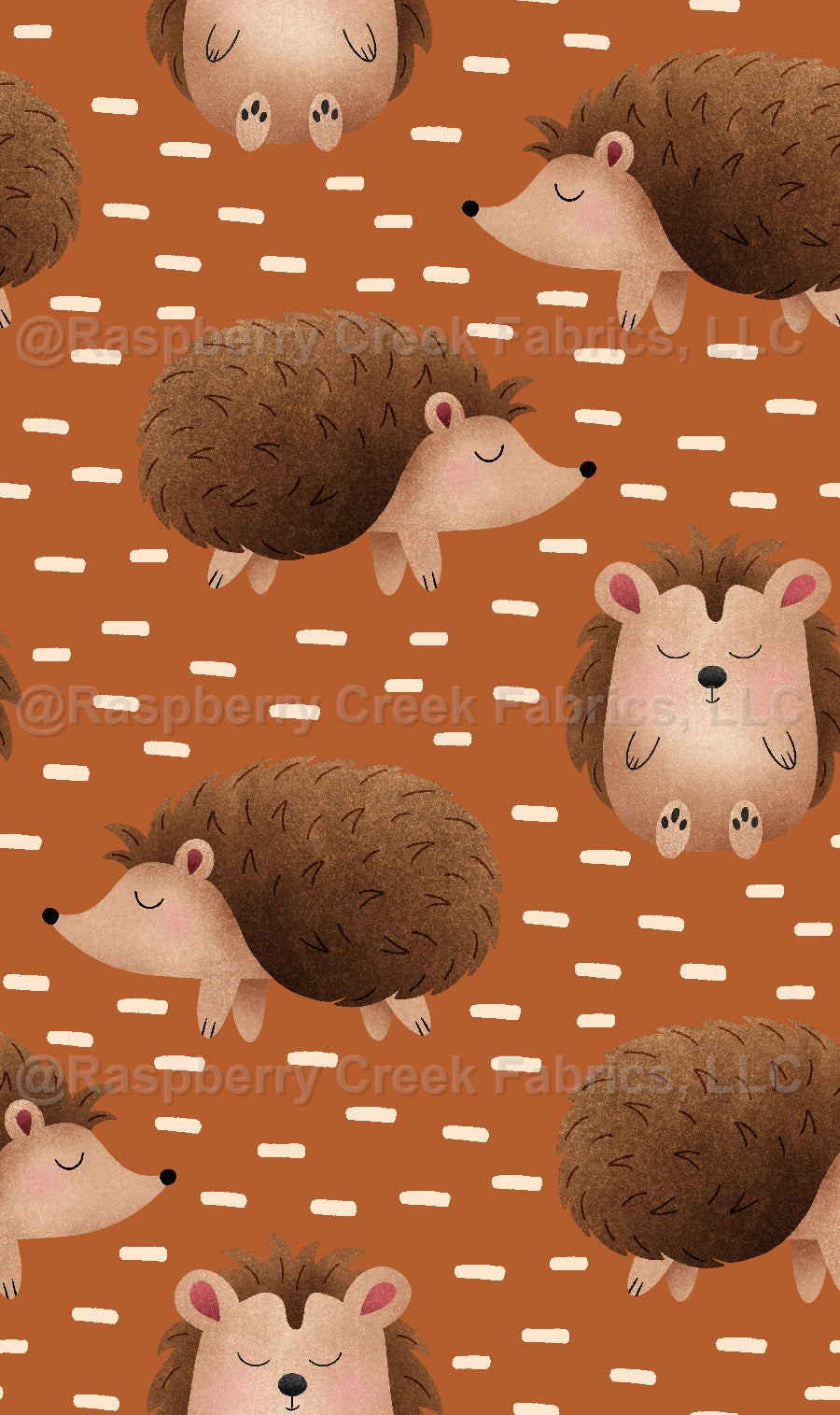 Fall Y'all Hedgehogs Orange Fabric, Raspberry Creek Fabrics, watermarked