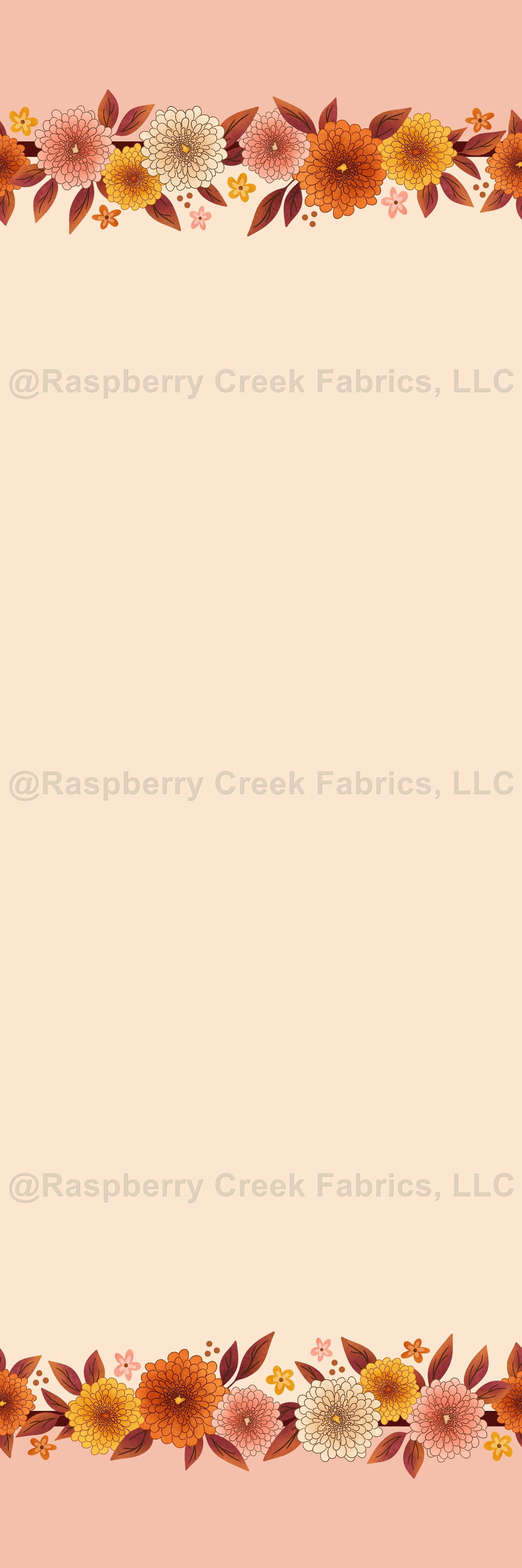 Fall Y'all Horizontal Mum Floral Border Fabric, Raspberry Creek Fabrics, watermarked