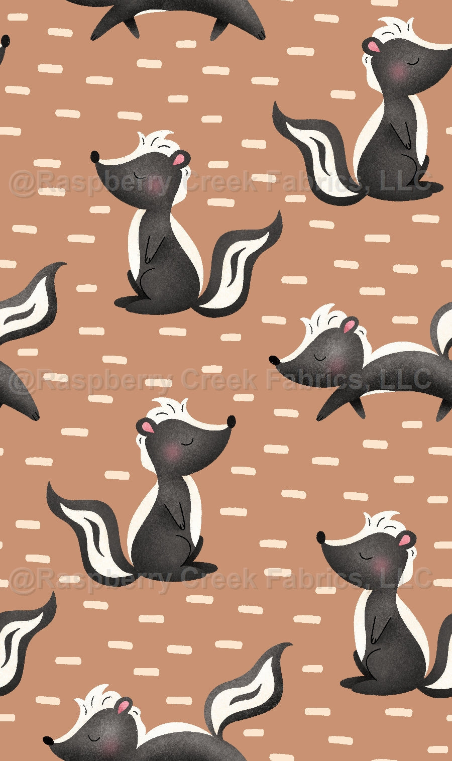 Fall Y'all Skunks Sand Fabric, Raspberry Creek Fabrics, watermarked