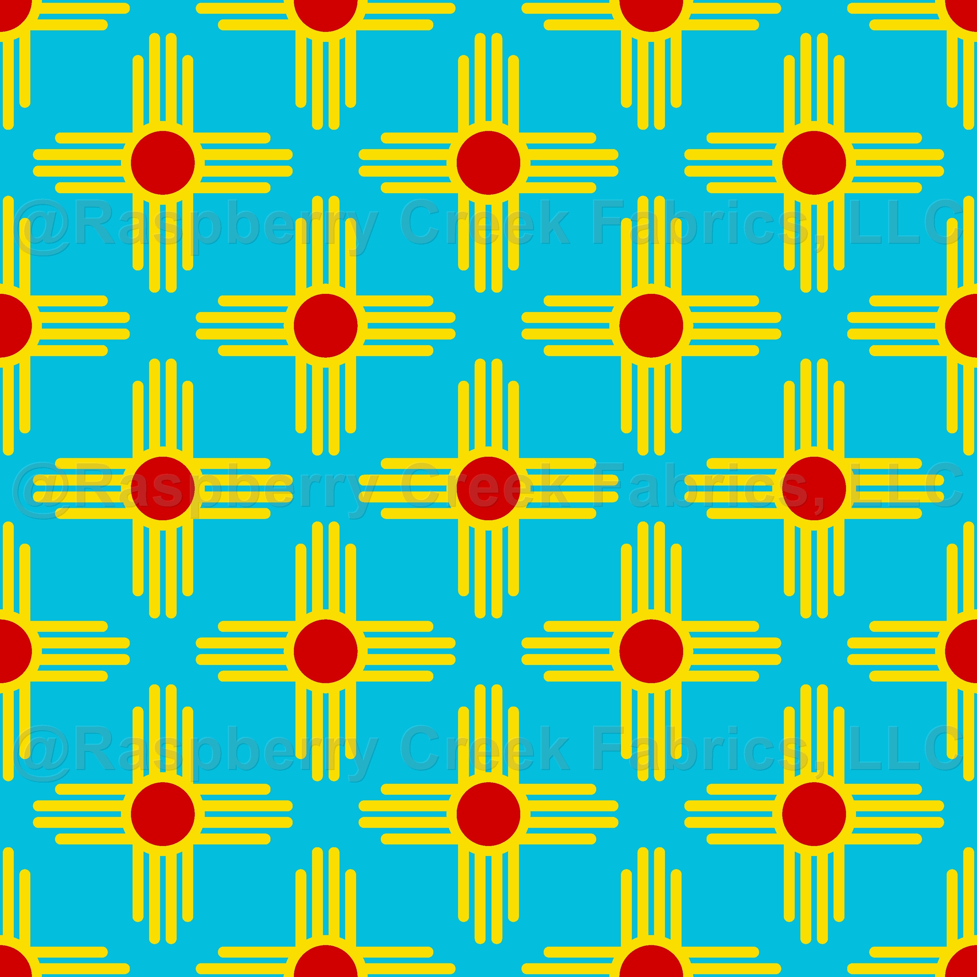 Flag of New Mexico in Turquoise Fabric, Raspberry Creek Fabrics