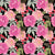 Flowers Collection: colors in pink hues, red berries, green leaves, a bit of yellow centers and a black background. A vintage feel with delicate roses and peonies. Image