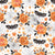 Bats, Spiderwebs, and Orange Peony Roses on White (Pastel Halloween Collection) Image