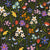 Flowery Lawn - Millefleurs style design with dark background and colorful flowers Image