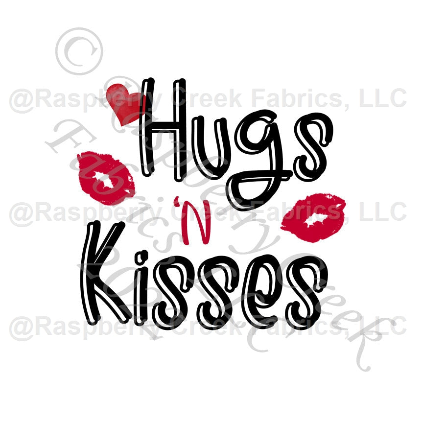Red and Black Hugs N Kisses Lips Panel, For You for CLUB Fabrics Fabric, Raspberry Creek Fabrics, watermarked