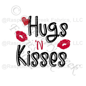 Red and Black Hugs N Kisses Lips Panel, For You for CLUB Fabrics Fabric, Raspberry Creek Fabrics, watermarked