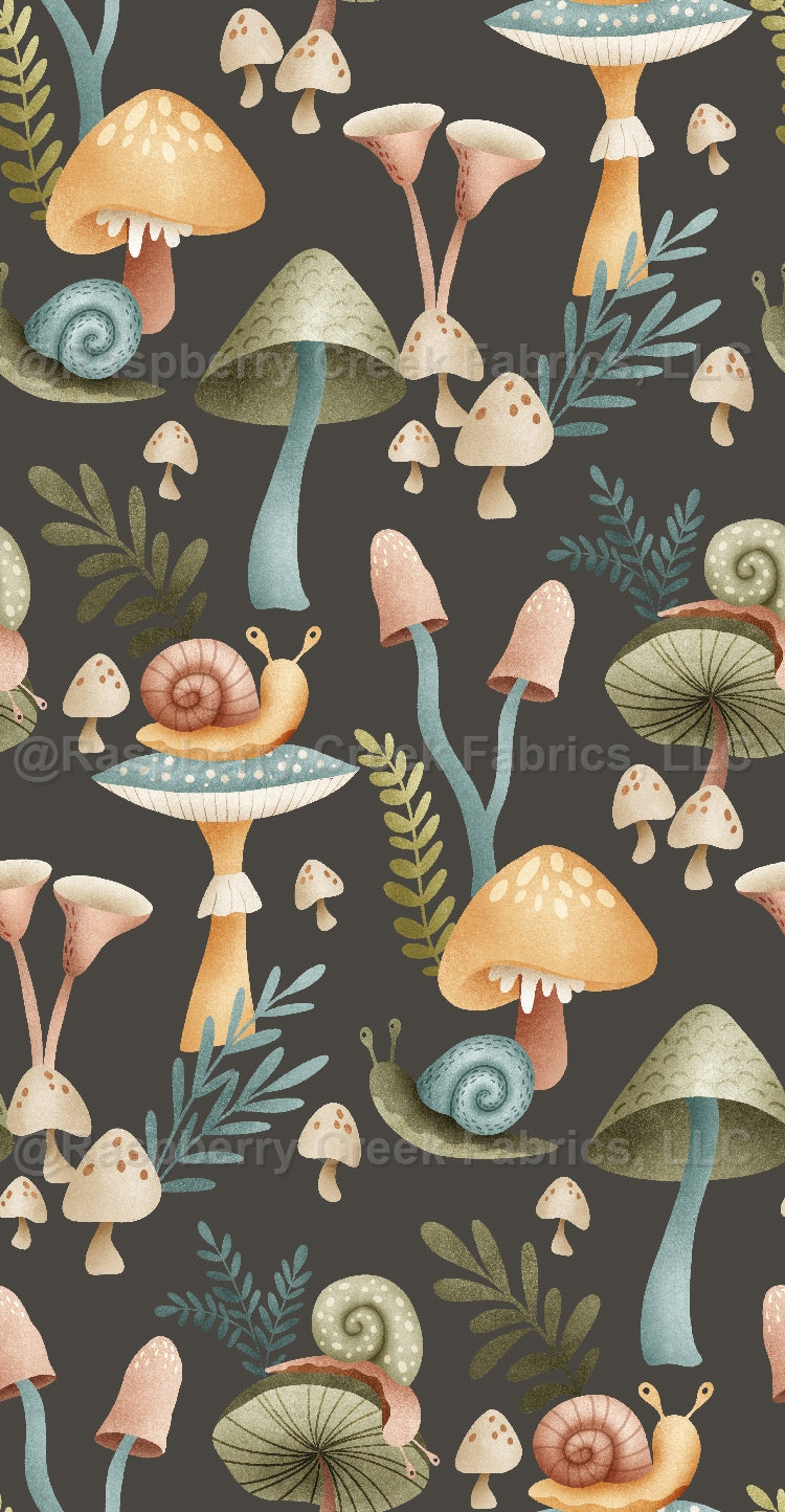 Fun Guy Charcoal Fabric, Raspberry Creek Fabrics, watermarked