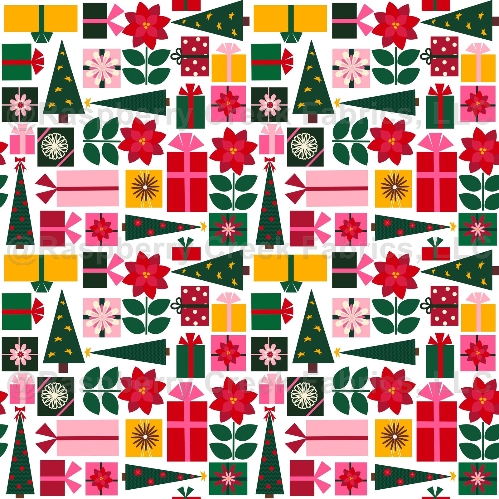 Gifts of Christmas Fabric and Wallpaper Print by Lisa Lisa Wornham Designs, Christmas Collection