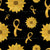 Gold Awareness Sunflowers and Ribbons on Black Image