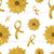 Gold Awareness Sunflowers and Ribbons on White Image