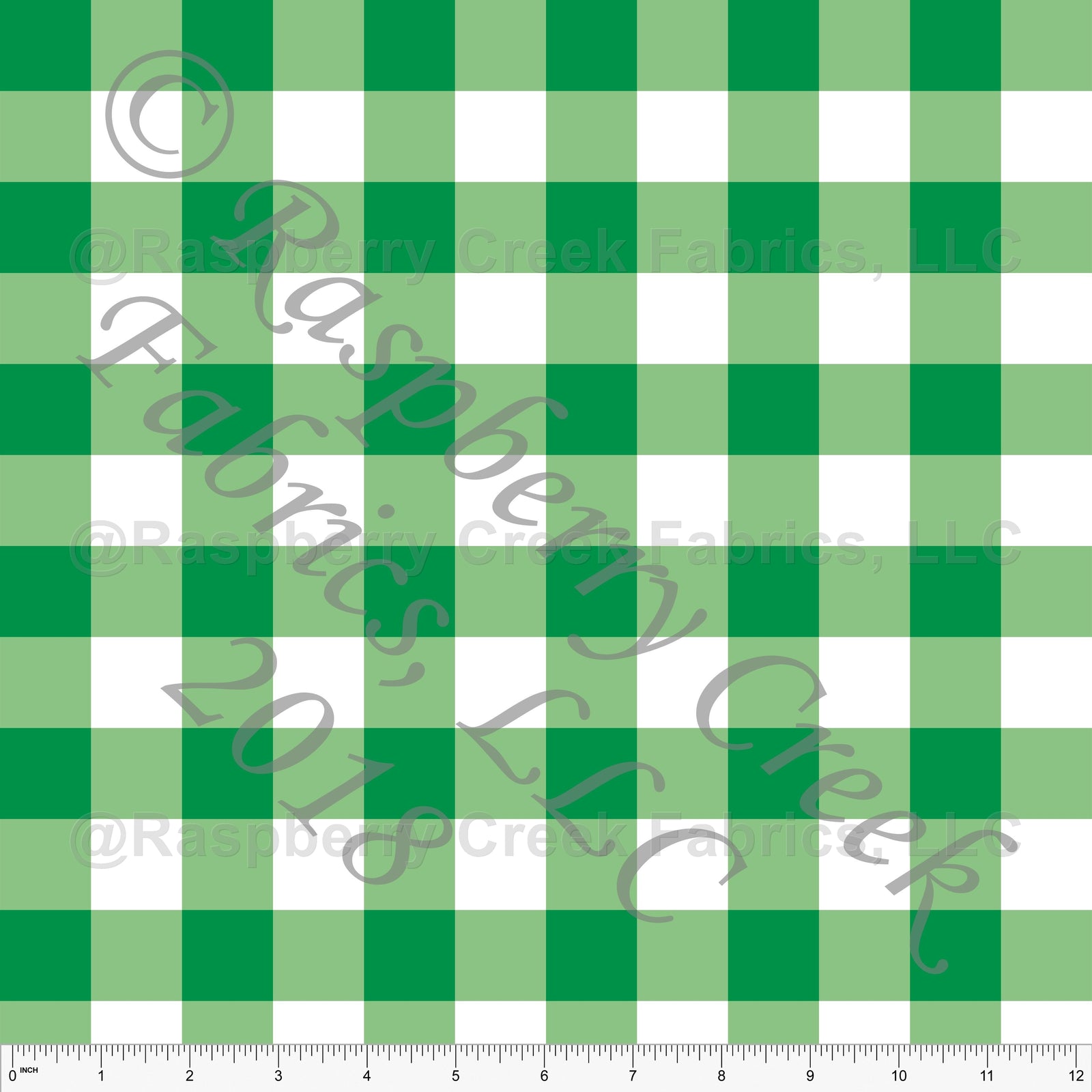 Green and White Buffalo Check Gingham Print, Cotton Basics for Club Fabrics Fabric, Raspberry Creek Fabrics, watermarked