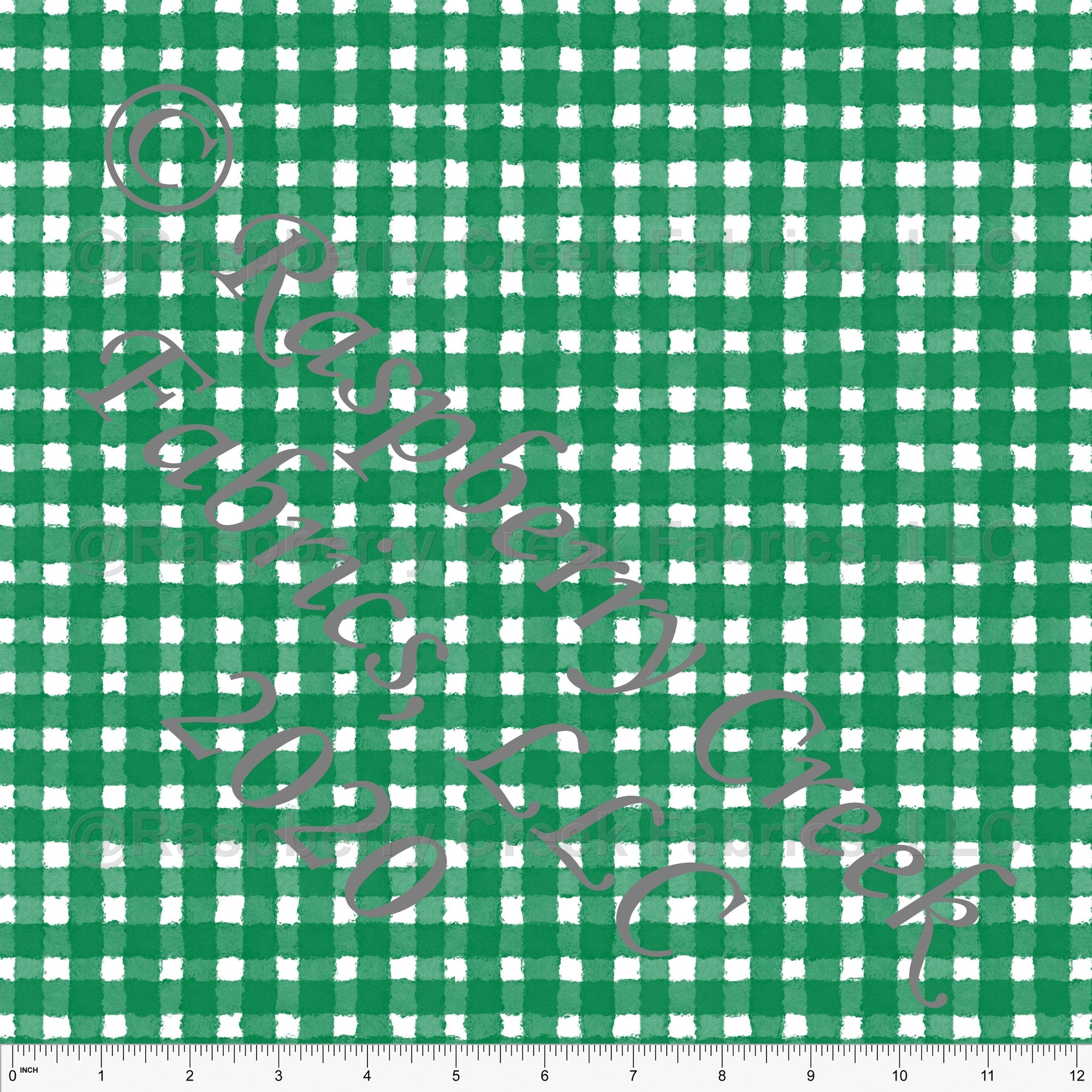 Green and White Painted Check Gingham, By Bri Powell for Club Fabrics Fabric, Raspberry Creek Fabrics, watermarked