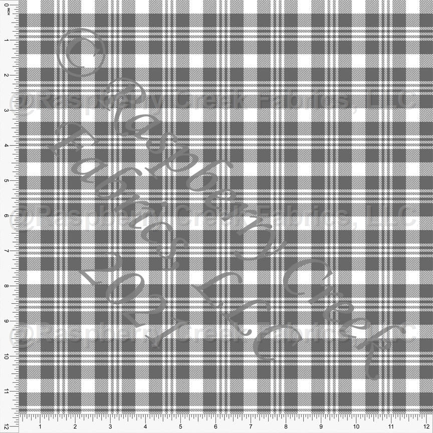 Grey and White Plaid Print Ponte De Roma Knit Fabric, CLUB Fabrics