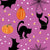 Halloween Purple Night with Black Cats, Pumpkins, and Candy Corn Image
