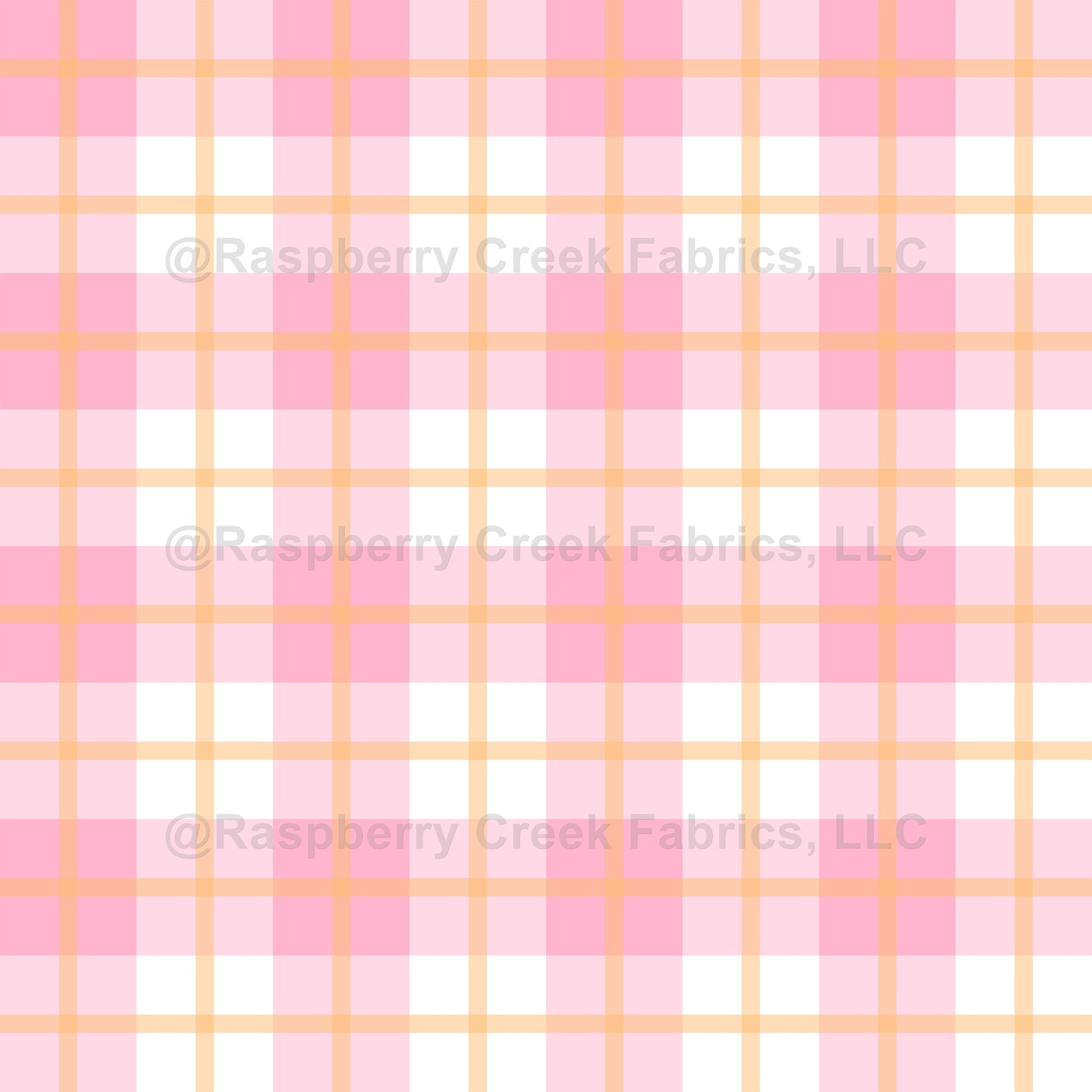 Halloween Plaid Pink and Orange (Pastel Halloween Collection) Fabric, Raspberry Creek Fabrics, watermarked