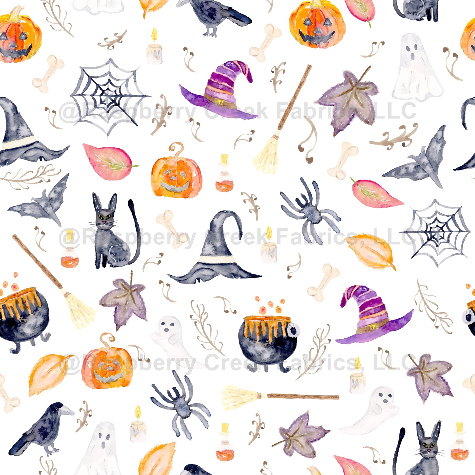 Halloween | White Fabric, Raspberry Creek Fabrics, watermarked
