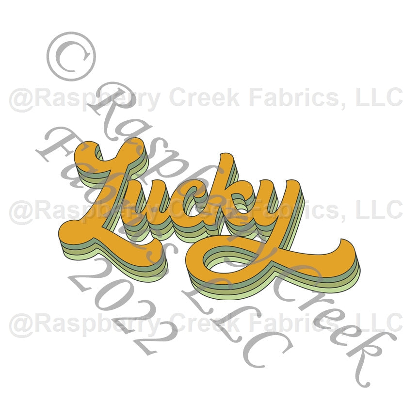 Mustard and Tonal Sage Green Lucky Panel, Happy Paddy by Bri Powell for CLUB Fabrics Fabric, Raspberry Creek Fabrics, watermarked