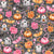 Halloween Florals with Pumpkins, Bats and Ghosts on Grey (Pastel Halloween Collection) Image