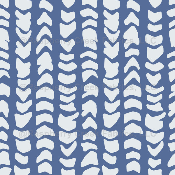 Hebrew Cone Shell Pattern Moonlight Blue Vertical Hebrew Cone Shell Design - Raspberry Creek Fabrics