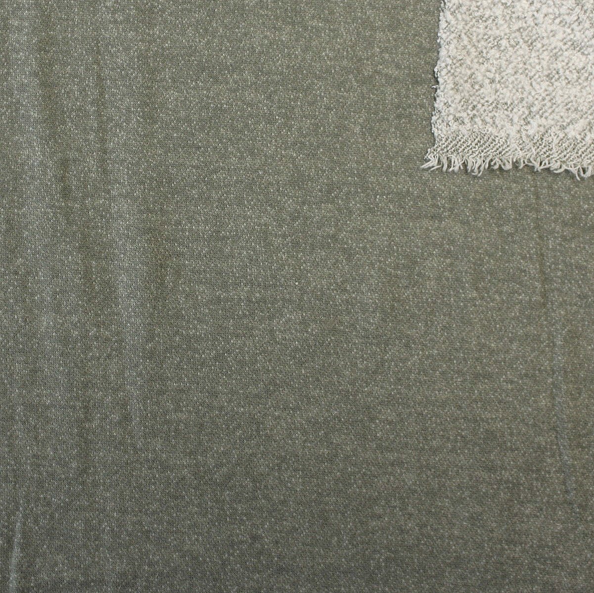 Dusty Olive Brushed Heathered French Terry Knit Fabric Fabric, Raspberry Creek Fabrics, watermarked, restored