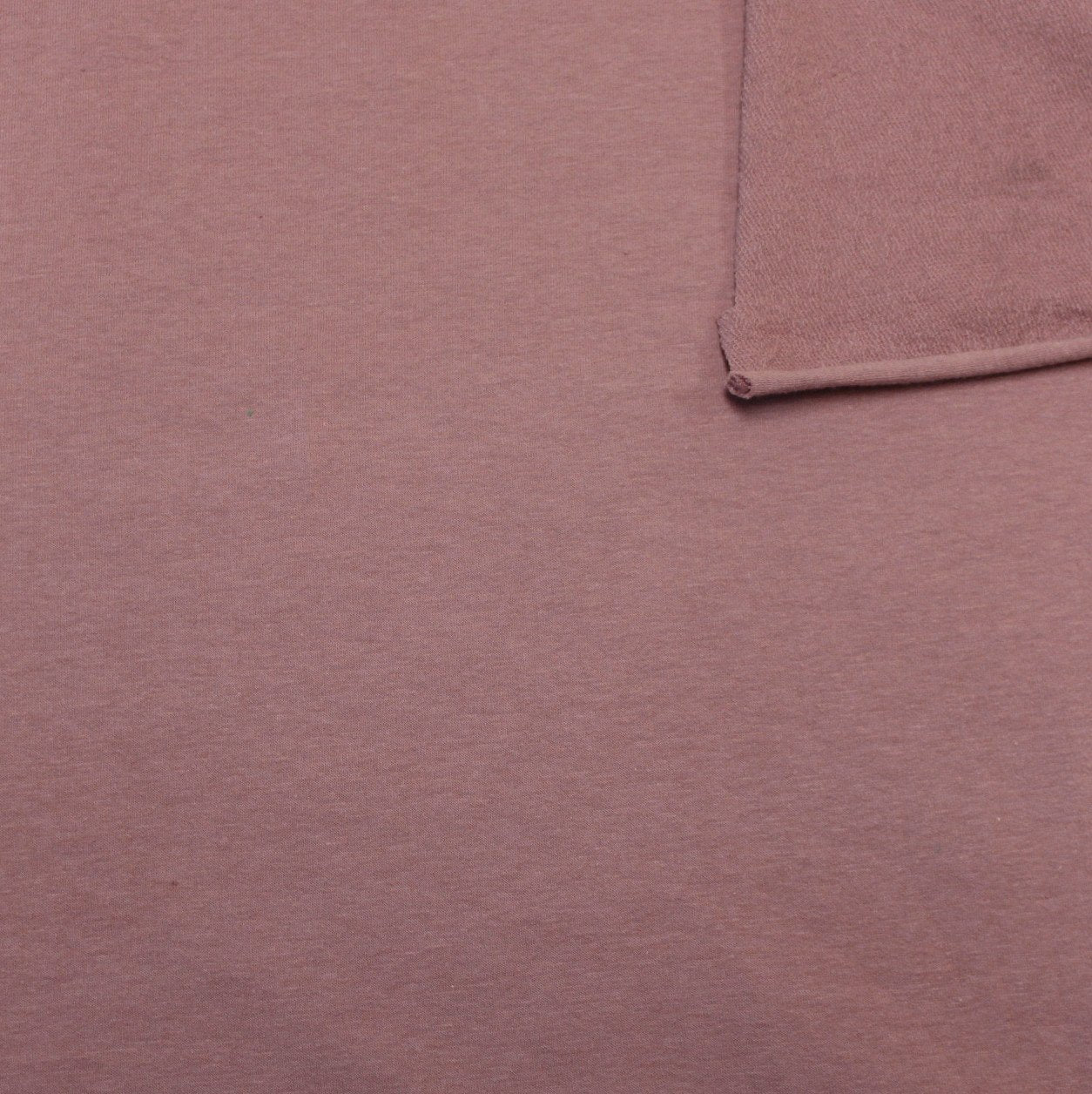 Solid New Mauve 4 Way Stretch French Terry Knit Fabric With Spandex Fabric, Raspberry Creek Fabrics, watermarked, restored