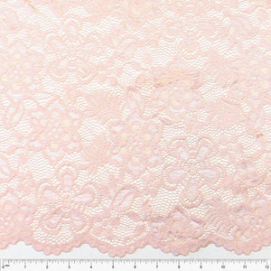 Dusty Pink Floral Scallop Edge Nylon Spandex Stretch Lace Fabric, Raspberry Creek Fabrics