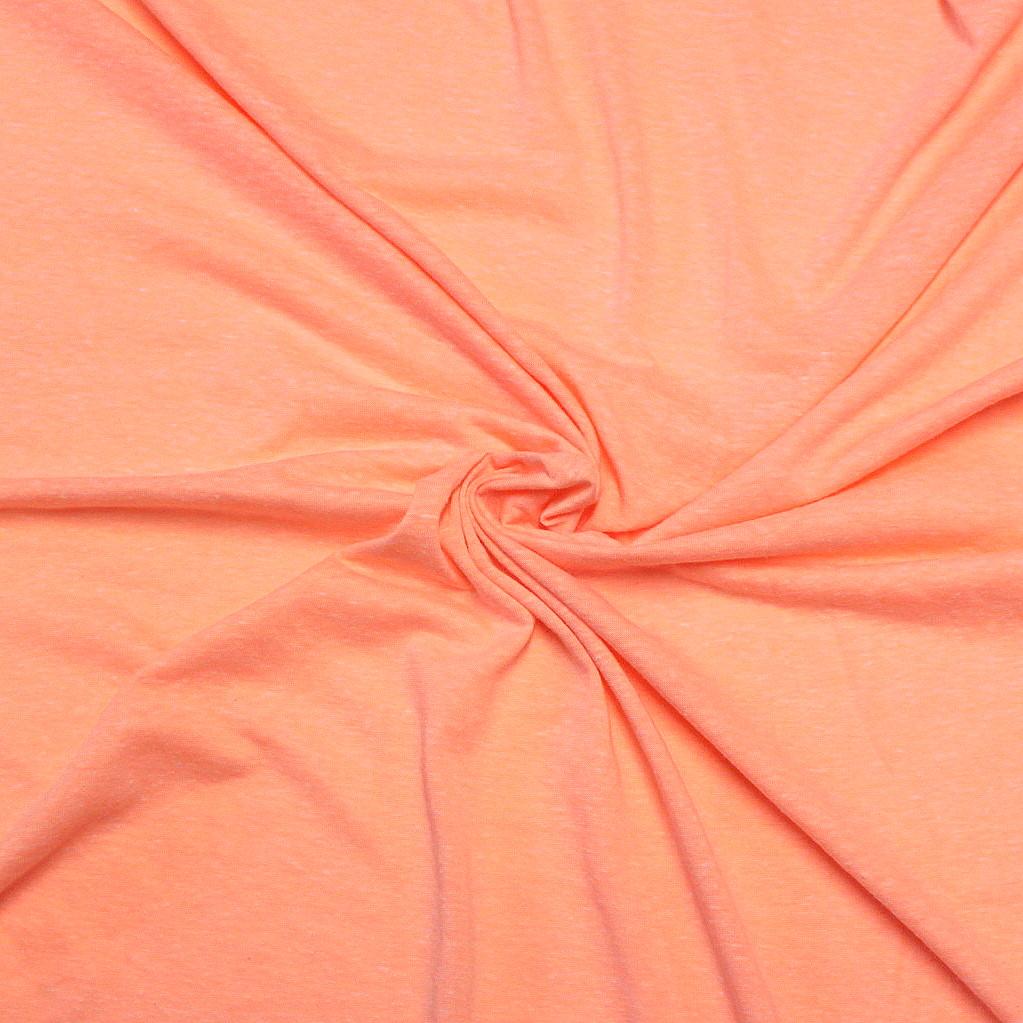 Heathered Neon Coral Tri-Blend Jersey Knit Fabric