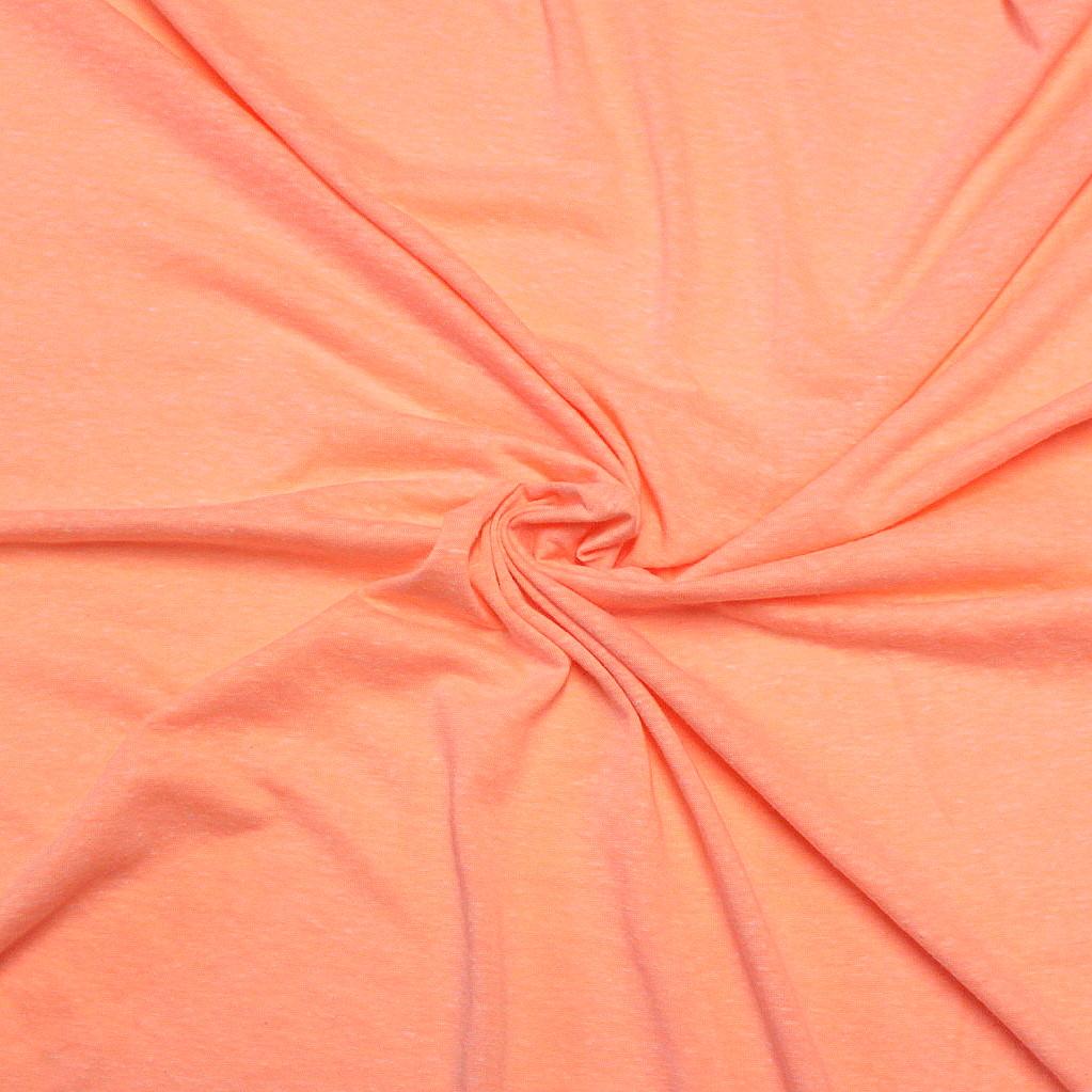 Heathered Neon Coral Tri-Blend Jersey Knit Fabric Fabric, Raspberry Creek Fabrics, watermarked, restored