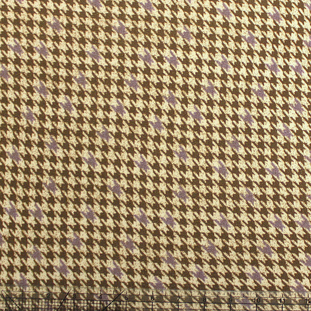 Cream Dusty Purple and Brown Textured Houndstooth Hacci Sweater Knit Fabric , Raspberry Creek Fabrics
