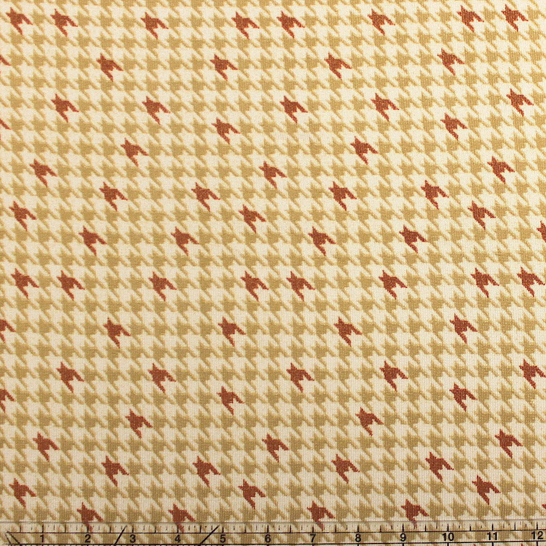 Cream Rust and Khaki Houndstooth Hacci Sweater Knit Fabric Fabric, Raspberry Creek Fabrics