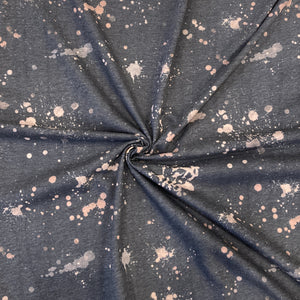 Charcoal and Tan Bleach Splatter Spot Tri-Blend Jersey Knit Fabric, Bleach Magic by Bri Powell for CLUB Fabrics Fabric, Raspberry Creek Fabrics