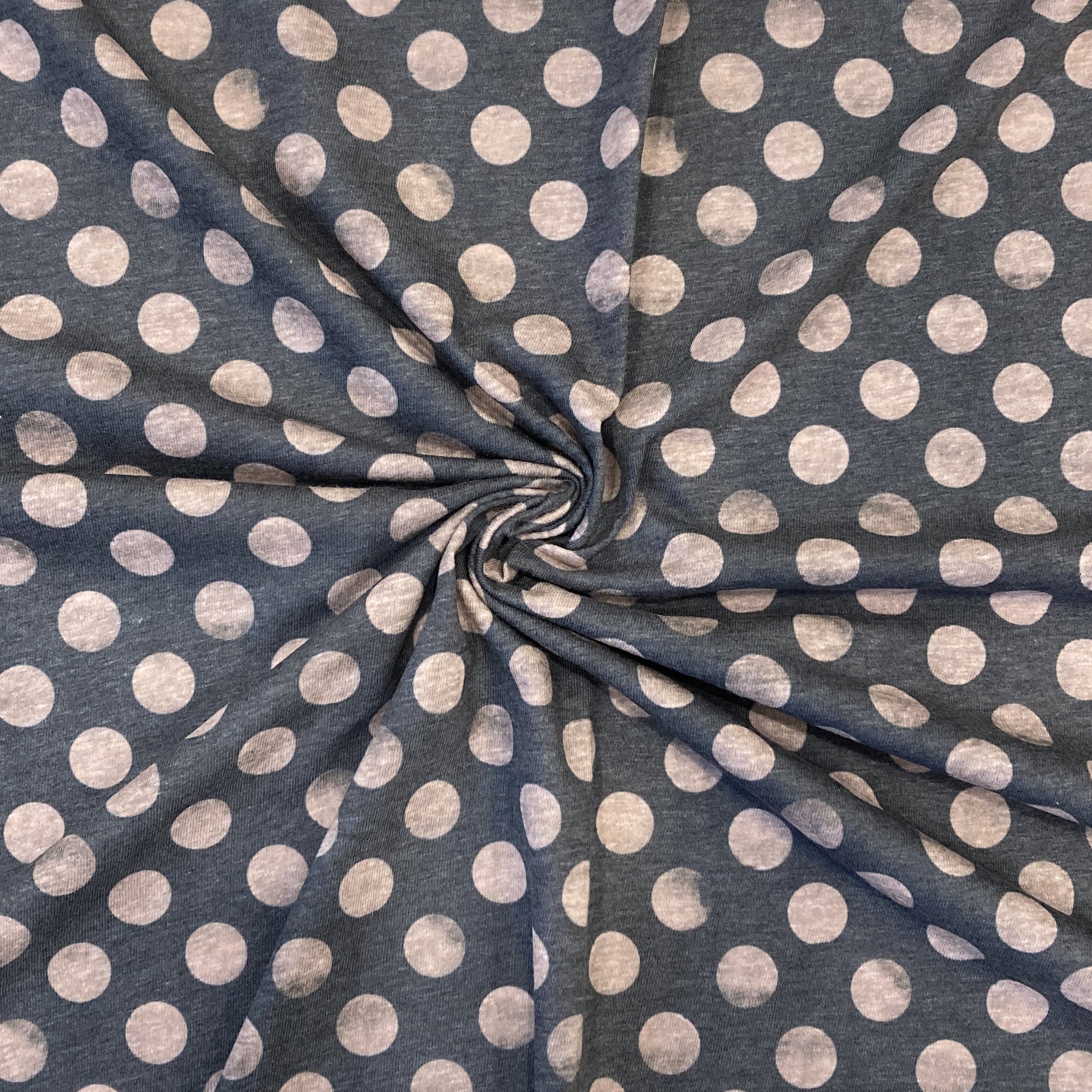 Charcoal and Tan Bleach Polka Dot Tri-Blend Jersey Knit Fabric, Bleach Magic by Bri Powell for CLUB Fabrics Fabric, Raspberry Creek Fabrics