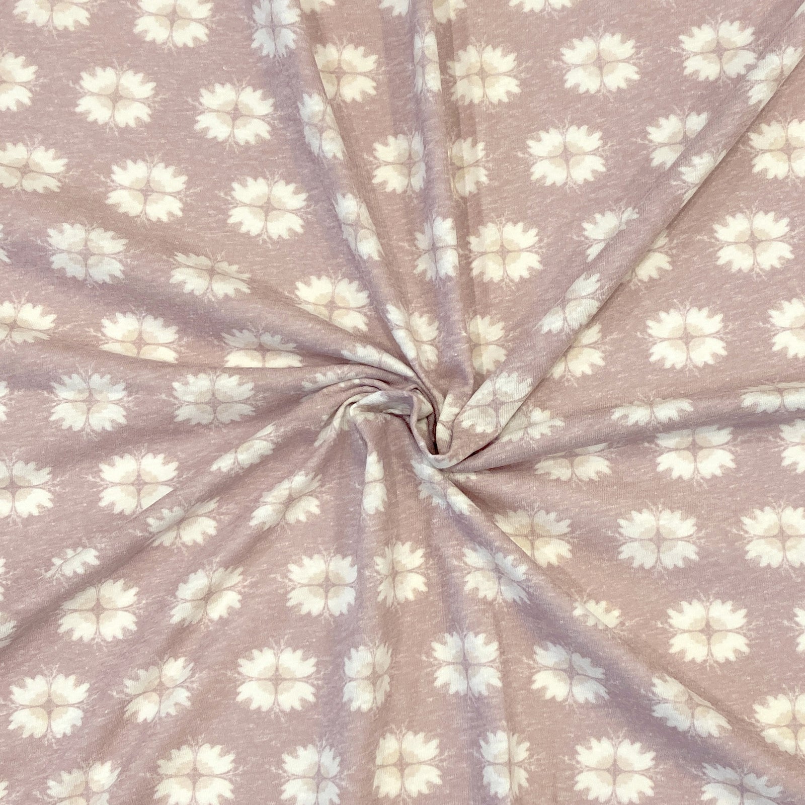 Mauve and Cream Geometric Bouquet Tri-Blend Jersey Knit Fabric, Wander by Kelsey Shaw for CLUB Fabrics