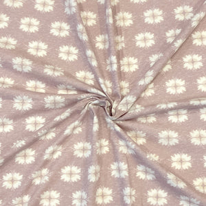Mauve and Cream Geometric Bouquet Tri-Blend Jersey Knit Fabric, Wander by Kelsey Shaw for CLUB Fabrics Fabric, Raspberry Creek Fabrics