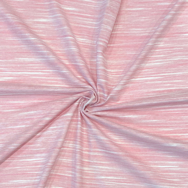 Tonal Pink and White Space Dyed Stripe Tri-Blend Jersey Knit