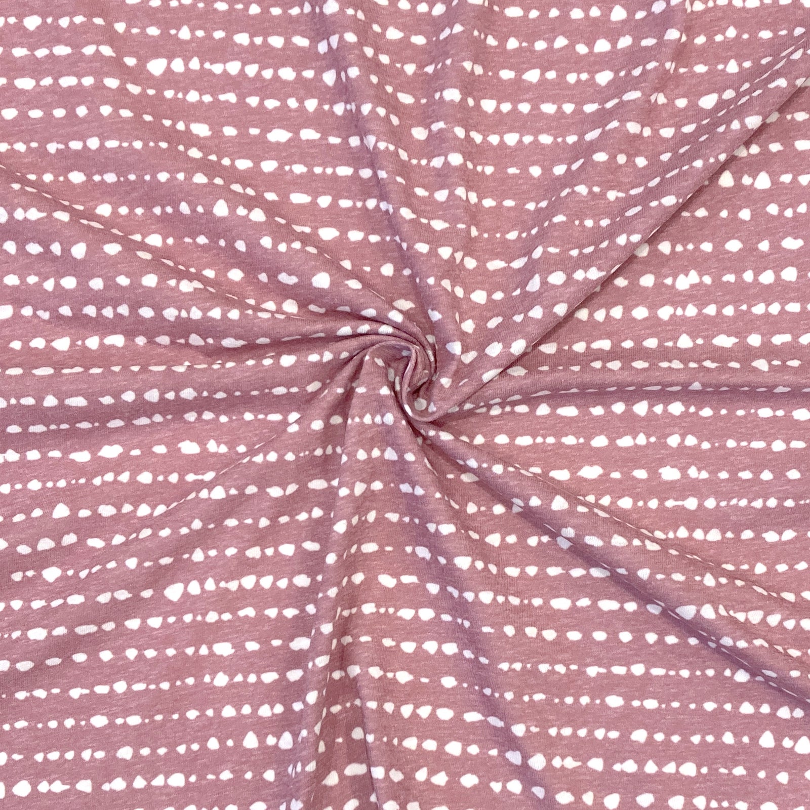 Berry and White Random Dot Stripe Tri-Blend Jersey Knit Fabric, By Brittney Laidlaw for CLUB Fabrics