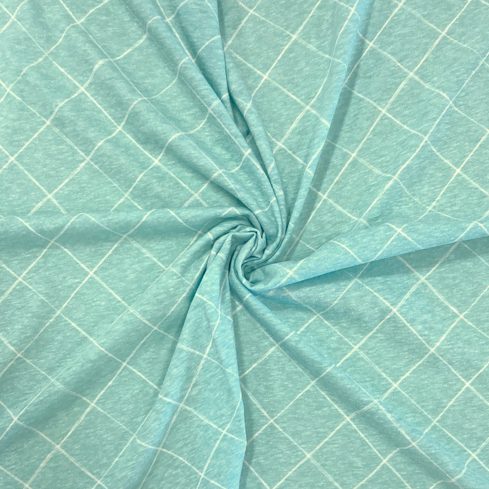 Deep Mint and White Diamond Tri-Blend Jersey Knit Fabric, Sweet Tropical by Janelle Coury for CLUB Fabrics