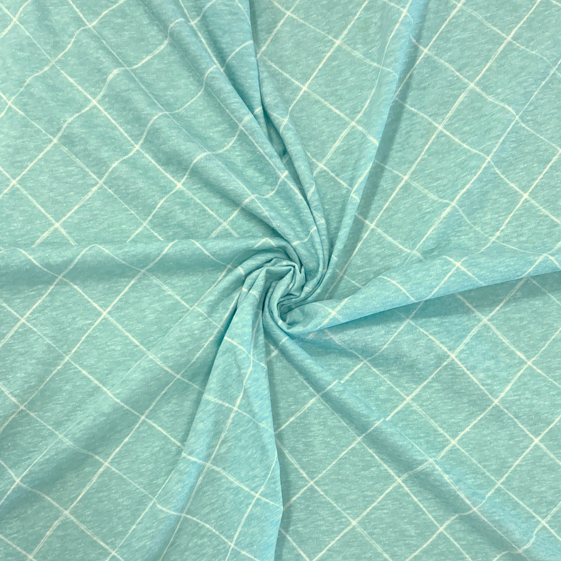 Deep Mint and White Diamond Tri-Blend Jersey Knit Fabric, Sweet Tropical by Janelle Coury for CLUB Fabrics Fabric, Raspberry Creek Fabrics