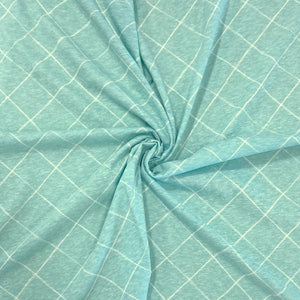 Deep Mint and White Diamond Tri-Blend Jersey Knit Fabric, Sweet Tropical by Janelle Coury for CLUB Fabrics Fabric, Raspberry Creek Fabrics