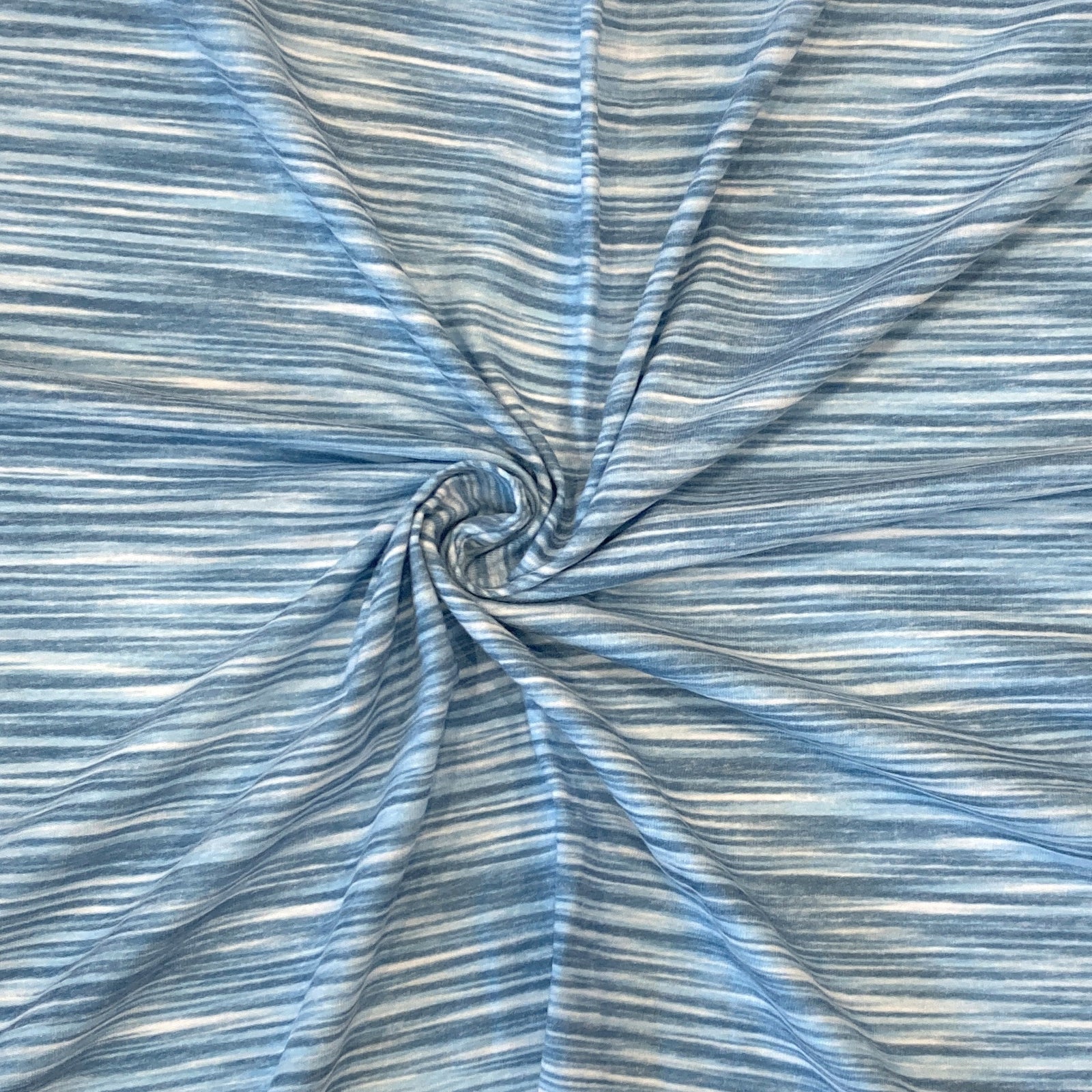 Tonal Blue and White Space Dyed Stripe Tri-Blend Jersey Knit Fabric, By Brittney Laidlaw for CLUB Fabrics