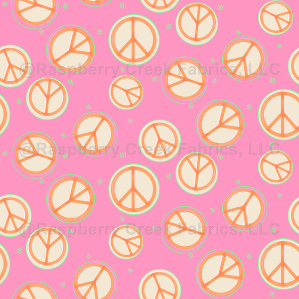 Peace sign, groovy, retro, girls, kids, pink, orange, beach, swim, mod ...