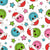 Groovy Christmas Smiley Face Santas on White Image