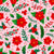 Red Christmas Poinsettia Flowers Holly Berries and Mistletoe on Pink Image