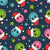 Groovy Christmas Smiley Face Santas on Navy Image