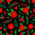 Red Christmas Poinsettia Flowers Holly Berries and Mistletoe on Black Image