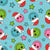 Groovy Christmas Smiley Face Santas on Blue Image