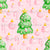 Christmas Trees Candy Canes Holiday Ornaments on Pink Image