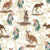 Australian Wildlife - Beautiful hand illustrated Kangaroos including a Joey in the pouch and flowering gum blossom, pattern print by Annette Winter Image