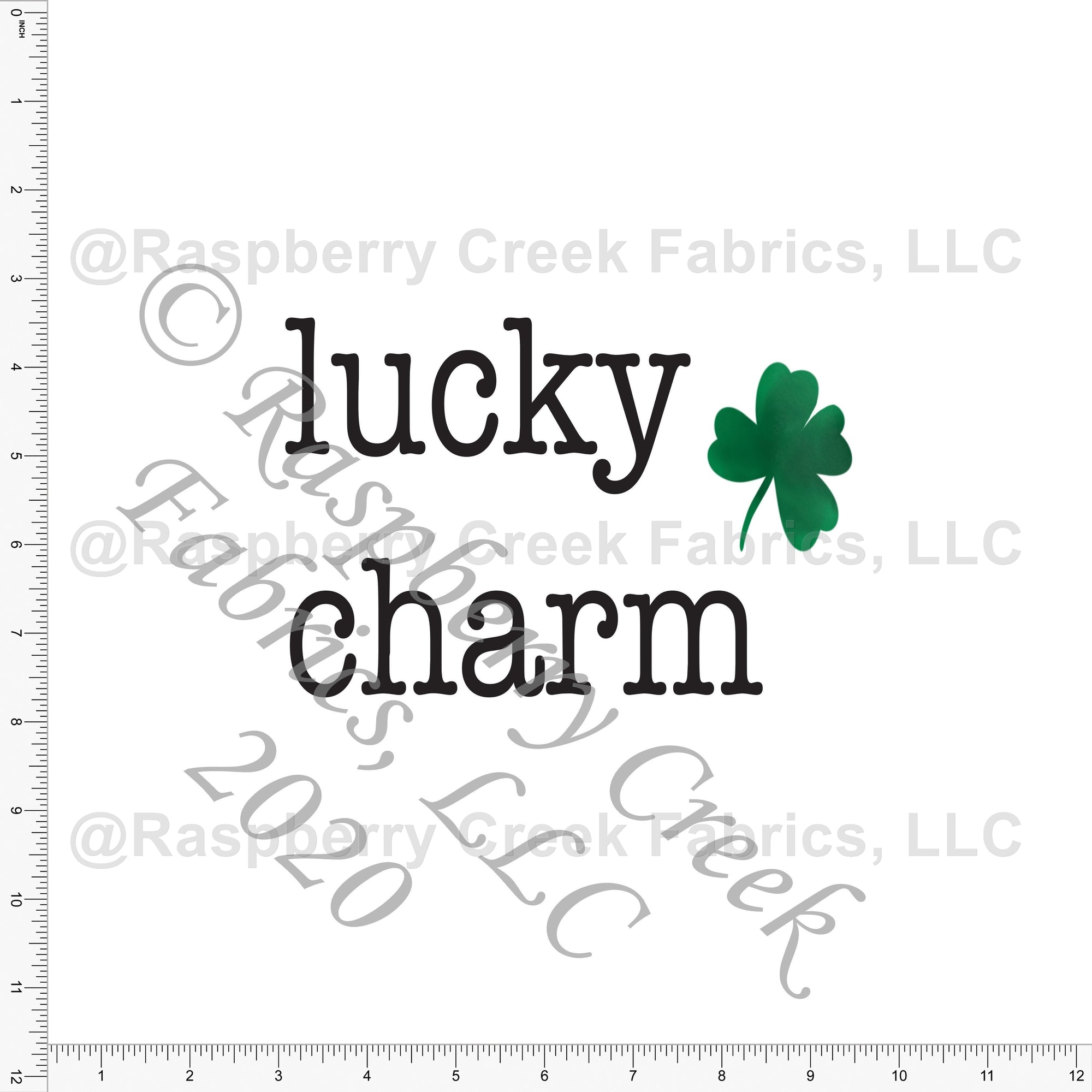 Kelly Green and Black Shamrock Lucky Charm Panel, By Kelsey Shaw for Club Fabrics Fabric, Raspberry Creek Fabrics, watermarked